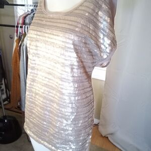 Pink Martini Cream Sequin Sleeveless Blouse